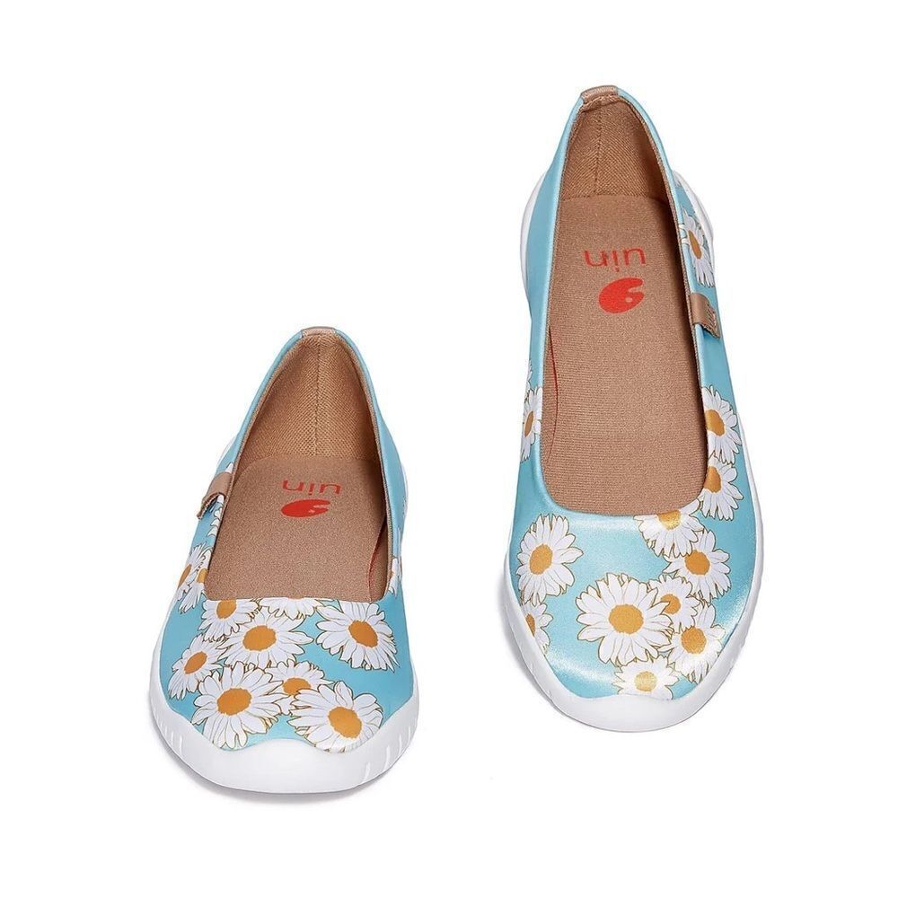UIN Women's Ballet Flats Slip On Pointed Toe Casual Loafers (Daisy Dew- Menorca) - Picture 8 of 9